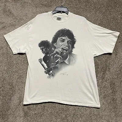 Vintage Mick Jagger Shirt Mens XL White Band Concert Tee Single Stitch • $39.99