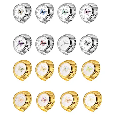 Women Girl Elastic Finger Ring Watch Quartz Analog Round Butterfly Creative Dial • $11.99