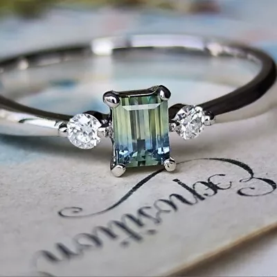 Natural Bicolor Sapphire Natural Diamond Platinum Ring 【Made In Japan】 • £546.91