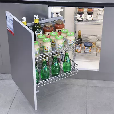 Pull Out Wire Basket Kitchen Larder Base Unit Cupboard Magic Corner Storage Unit • £175.95