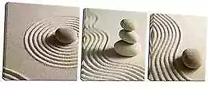  3 Piece Canvas Wall Art Zen Stone And Sand Giclee Print Artwork Calm Peaceful  • $46.94