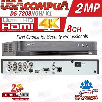 HIKVISION DVR 8 CH + 2 IP TVI-AHD-IP 7208HGHI-K1  H264+/720/1080P Lite (No Disk) • $129.99