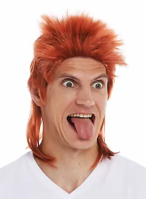 Wig Carnival Men's Chav Mullet Hedgehog 80er Years Mullet Copper Red • £8.62