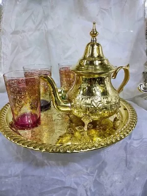 Moroccan Tea Serving TrayGolden Tea Set 1 Teapot 1 Tray *NEW* • $150