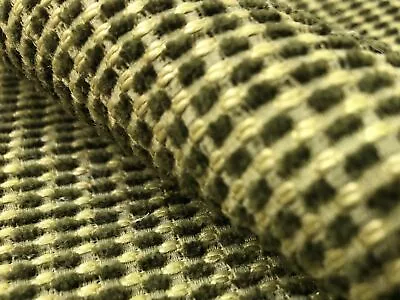 Nubby Sage Green Beige Mid Century Modern Chenille Upholstery Fabric • $28