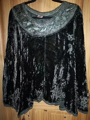 Wow Brand Dark Green Crushed Velvet Cape Shawl Bohemian Hippie Free Size • £14