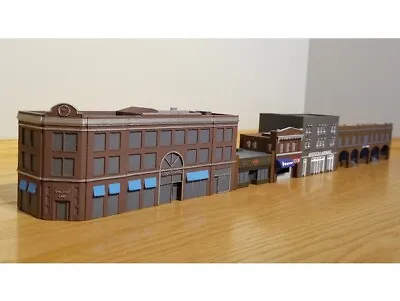   City Block   (5) Urban Town Buildings Set - N Scale - 1:160 - No Assembly! USA • $88