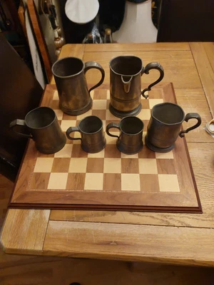 £49.99 • Buy Joblot Bundle 6 X Antique Pewter Tankards Jug Stamped William IV & Victorian