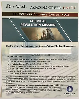 Assassins Creed Unity Chemical Revolution DLC Playstation 4 PS4 • $7.50