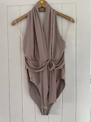 New Look Beige Slinky Backless Halter Neck Bodysuit Size 14 New Without Tag • £10