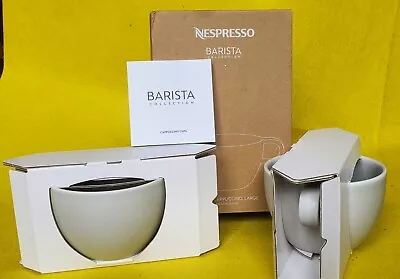 Nespresso~Barista Cappuccino~Set Of 2~Large Cups~Light Gray~13 Oz ~BRAND NIB~ • £12.64