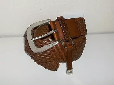 MK Michael Kors Brown Woven Leather Belt Size S Small • $19.99