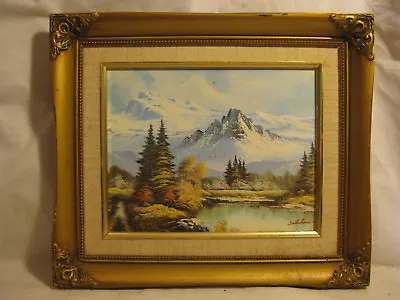 $96 • Buy Vintage Painted Canvas Board Framed Signed Wilderness Mountain Schiler ? Sohiler