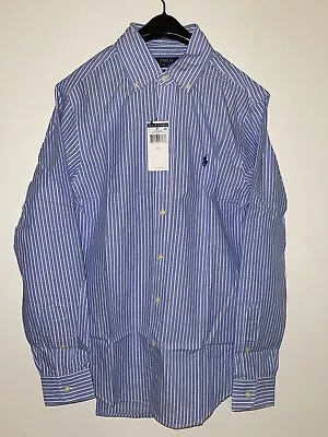 Ralph Lauren White & Blue Stripe Slim Fit Shirt • £32.99