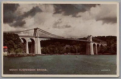 Menai Suspension Bridge Anglesey Wales Postcard Posted 1957 • £5