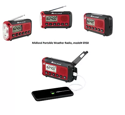 Midland ER50 Emergency Hand Crank Weather NOAA Radio W/ Flashlight -  Ships Free • $33.79