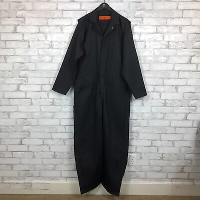 RED KAP Men's Black Long Sleeve Action Back Twill Coverall Work REG. 46 CT10-8.0 • $19.99