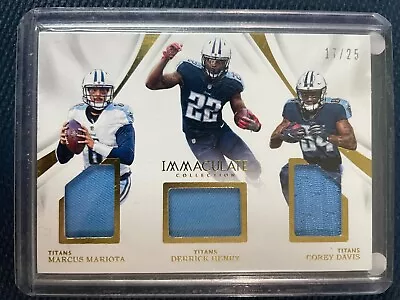 2017 Panini Immaculate Derrick Henry/Marcus Mariota/Corey Davis Patch Titans • $10.50