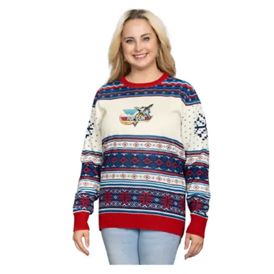 Womens Top Gun Fighter Jet Nintendo Game Ugly Christmas Sweater Holiday Pullover • $47.95