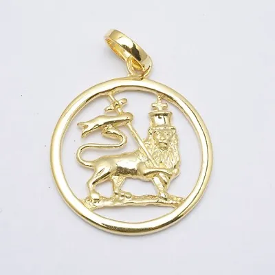 Lion Of Judah Pendant 925 Sterling Silver With Gold Plating Rastafari • $30