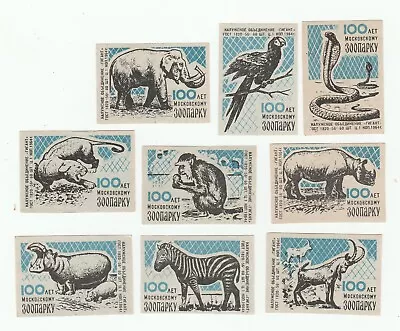 Complete Set Of ZOO Moscow - Matchbox Labels- USSR - CCCP Soviet (p20) • $5