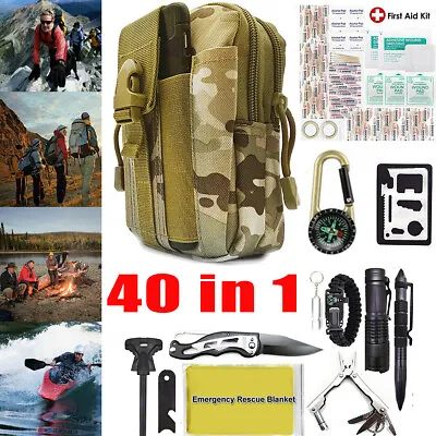 40In1 Outdoor Survival Camping Hiking Tactical Gear Backpack Emergency SOS Tool • $32.99