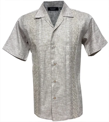 £29.99 • Buy Men's Retro Vintage Cuban Guayabera Embroidered Shirt Beige Fleck