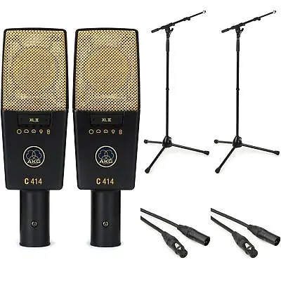 AKG C414 XLII/ST Matched Pair With Stands And Cables • $3049