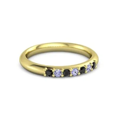 Black Spinel Tanzanite Eternity Band Ring Solid 925 Silver Jewelry Gift • £41.66