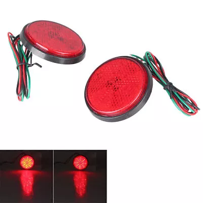 12V Red Motorcycle 24LED Round Reflector Tail Brake Light Stop Lamp For 3rd ATV • $10.91