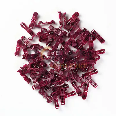 (100) Red T-TAP 22-18 AWG  12V Wire Tap Connectors Quick Splice • $14