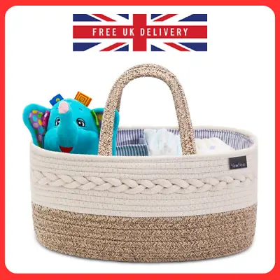 Nappy Caddy Baby Diaper Organizer Portable Nursery Storage Basket Small Yellow • £13.49