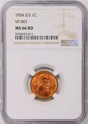 1954 S Lincoln Cent NGC MS66 RD VP-001 RPM-002 Mint Error • $135