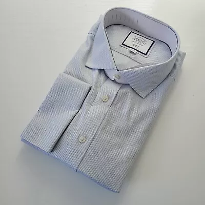 Charles Tyrwhitt Blue 19  Classic Fit Shirt Non Iron French Cuff 37  Sleeve • £24.95