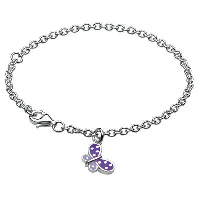 New Kit Heath Kids Silver & Purple Enamel Polka Dot Butterfly Bracelet • £30