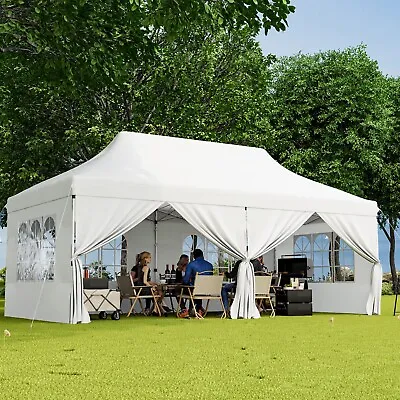 6 X 3 M Pop Up Gazebo Heavy Duty Large Canopy Tent W/ 6 Sidewalls & Carrying Bag • £179.95