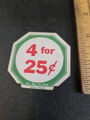 Vintage 1922 Country Store Shelf Price Tag 2×2 4 For 25c • $4.99