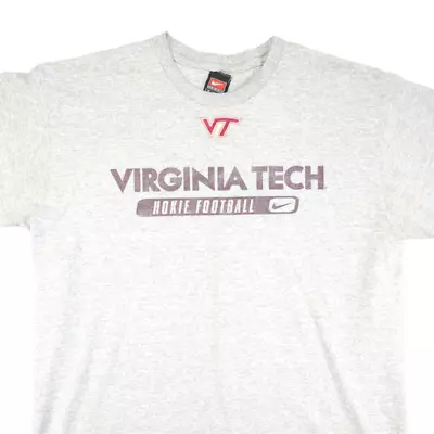 Vintage Virginia Tech Hokies Football T Shirt Mens Size Large Gray 90s Nike • $27.99