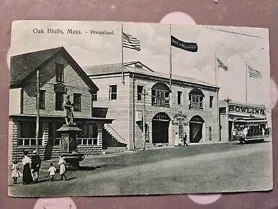 OLD Post Card OAK BLUFFS DREAMLAND BOWL Massachusetts MA Trolley Streetcar Tram  • $17.99