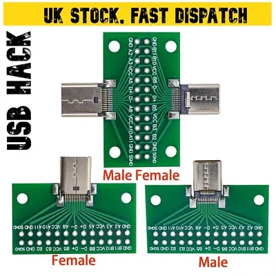 Breakout USB Type C 24Pin Female Male Plug Socket Jack Connector Type Board HACK • $4.85