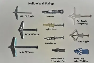 Hollow Wall Fixings Plugs Rawlplug Anchor Plasterboard Cavity Stud Choose Style • £0.99