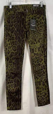 H&G Women Skinny Jean Size 5 Green Animal Print Stretch 12204 84787 Designer New • $16.20