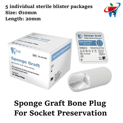 $219.90 • Buy Dental Implant Surgical Sterile Sponge Graft Bone Socket Plug Ø10mm L20mm