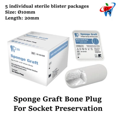 $219.90 • Buy Dental Implant Surgical Sterile Sponge Graft Bone Socket Plug Ø10mm L20mm