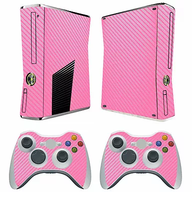 Pink Carbon Fiber Decal Skin Sticker For Xbox360 Slim And 2 Controller Skins • $9.99