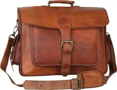 Men's New Real Goat Leather Vintage Messenger Shoulder Laptop Bag Briefcase • $51.99