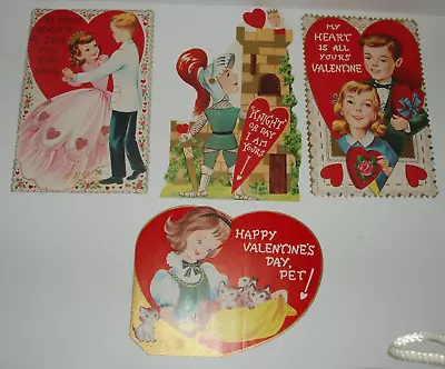 Four Large Tri-Fold Vintage Valentines Day Cards Never Used No Envelopes • $20