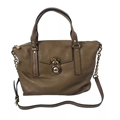 Michael Kors Hamilton Slouchy Soft Pebbled Leather Gold Chain Satchel • $100