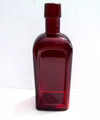 Vintage Wheaton Ruby Red Glass Squared With Arch Panel Decanter Bottle 5.75  • $19