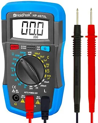 HoldPeak Digital LCD Inductance Meter Resistance Capacitance HFE Test Multimeter • £15.99